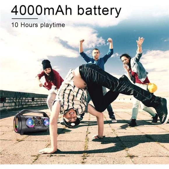 Bluetooth Speakers, 30W Portable Bluetooth Boombox with Subwoofer, FM Radio - Picture 2 of 6